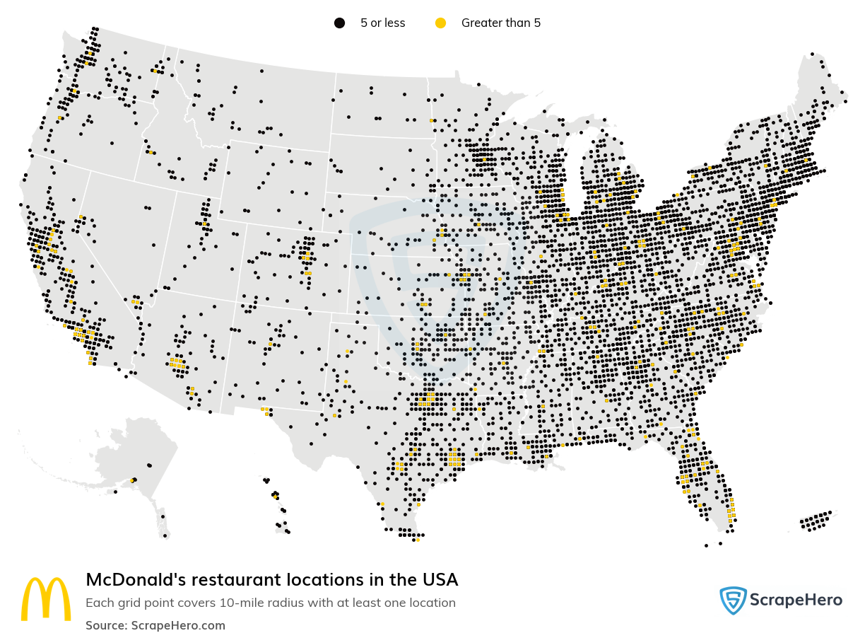 Map of  locations in the United States in 2025