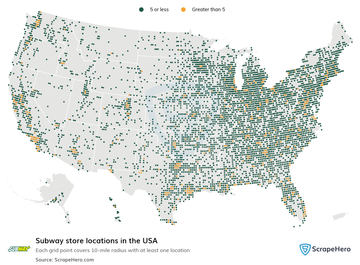 Map of  locations in the United States in 2025